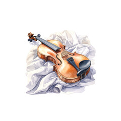 Fototapeta premium Violin, bow and cello on white background