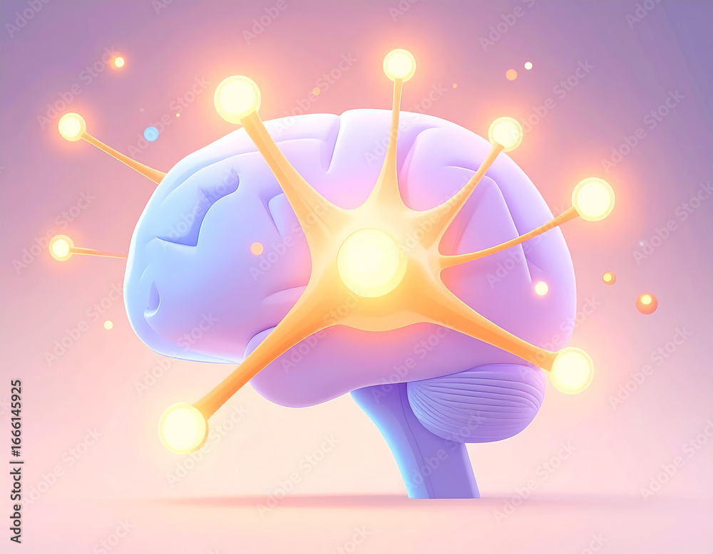 Wall mural cinematic beautiful visualization of artificial neural network with glowing nodes