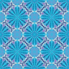 seamless pattern with flowers,blue,pink curves and painted to create flowers shape,leaves with gray background in geometric patterns to as sarong,tile,printed fabric,batik,fabric,tablecloth patterns.
