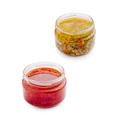 Jars of homemade sauces ready for culinary delights