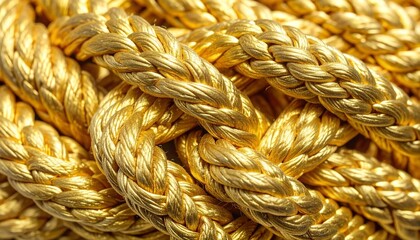 Close-up of thick golden braided rope—luxurious texture, ceremonial strength, metaphor for unity, resilience, and the tension between containment and connection.