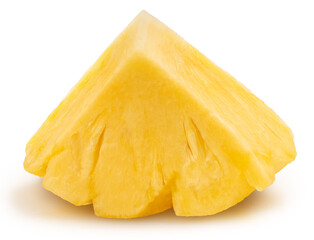 Fresh tropical pineapple sliced with juicy sweet yellow flesh, isolated on white with clipping path.