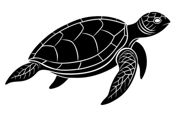 Vector art of sea turtle silhouette, showcasing the graceful movement of the marine reptile, perfect for designs needing ocean themes