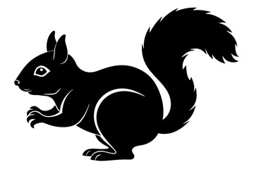 Obraz premium Illustration of a black squirrel, a rodent mammal with a bushy tail, often found in forests and parks