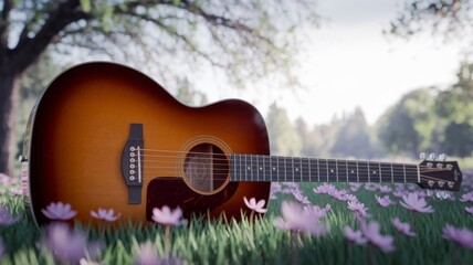 guitar and flowers