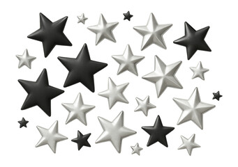Fototapeta premium Black and silver confetti stars with smooth texture