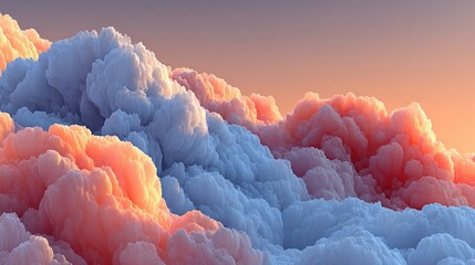 Sunset hues illuminate a vast, fluffy cloud landscape