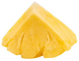 Fresh tropical pineapple sliced with juicy sweet yellow flesh, isolated on white with clipping path PNG File.