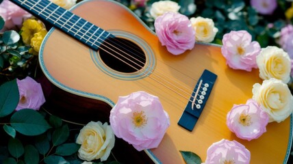 guitar and flowers