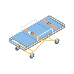 A captivating isometric icon of medical stretcher