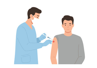 A doctor administers a vaccine to a patient injecting it into their arm