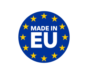 Emblem made in eu. Made in European Union sticker illustration on transparent background.