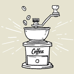  Vintage coffee grinder doodle sketch. Hand drawn coffee mills illustration vector