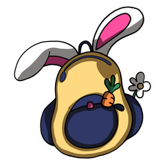  Cute Bunny Backpack Cartoon School Bag Illustration
