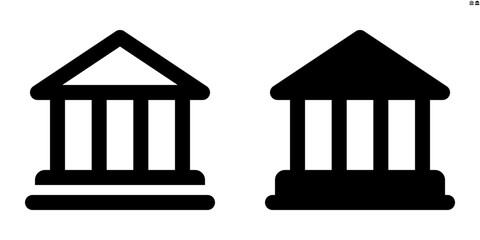 Vector bank icon in outline and solid styles for UI and web design, 48px, 10% margin