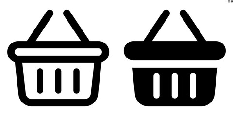 Vector basket icon in outline and solid styles for UI and web design, 48px, 10% margin