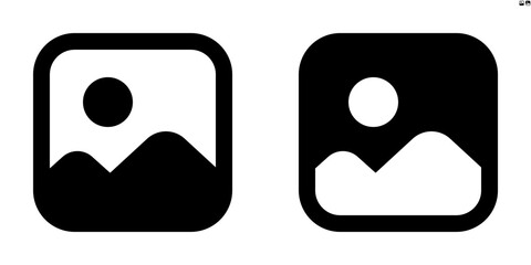 Vector photo icon in outline and solid styles for UI and web design, 48px, 10% margin