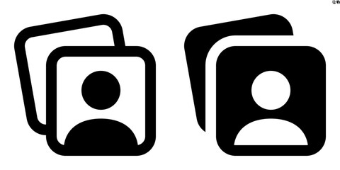Vector person photo icon in outline and solid styles for UI and web design, 48px, 10% margin