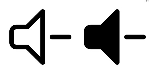 Vector speaker with minus icon in outline and solid styles for UI and web design, 48px, 10% margin