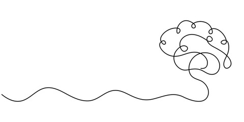 brain continuous one line drawing, Continuous one line drawing of human brain. Hand drawn minimalism style. brain line art vector illustration, Human brain continuous one line drawing. 