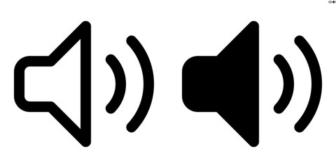 Vector speaker with wave icon in outline and solid styles for UI and web design, 48px, 10% margin