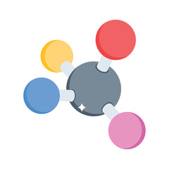 A customizable isometric style icon of molecules