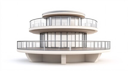 Observation Deck for Scenic Views and Architecture - Isolated on White Background