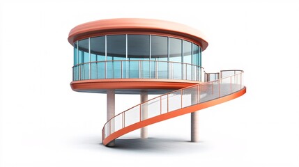 Observation Deck for Scenic Views and Architecture - Isolated on White Background