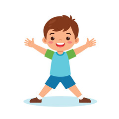 Cute little kid doing exercise with happy face illustrations