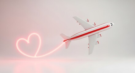 Naklejka premium Airplane leaving a heartshaped trail in the sky