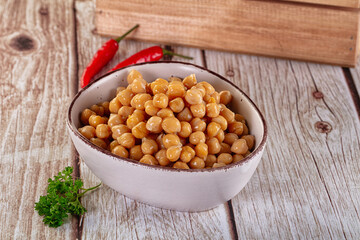 Boiled chickpea beans in the bowl