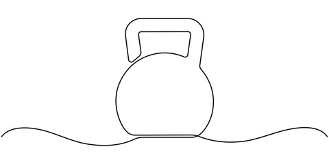 Obraz premium One Continuous Line Drawing of Kettlebell Icon. Single Line Vector Illustration. 