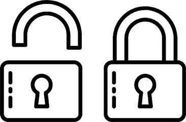 Lock and Unlock Padlock Icons Line Art Vector