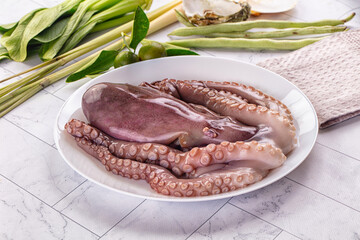 Gourmet luxury raw wild octopus