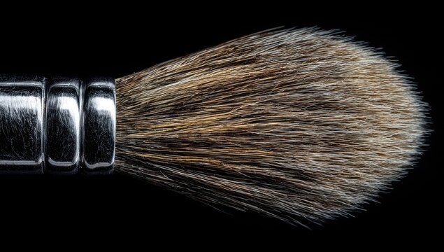 Close-up of a paintbrush's ferrule and bristles