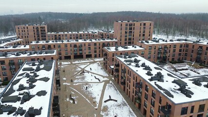 Modern residential neighborhood with apartment buildings