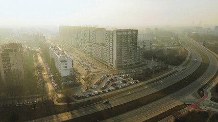 High-rise apartment buildings during golden hour