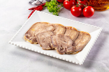 Boiled beef tomgue slices appetizer
