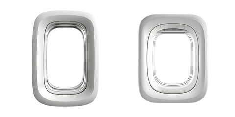airplane window frame isolated on white or transparent png 