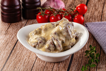 Beef stroganoff stew meat with cream