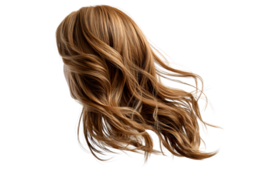 Realistic wavy hair on transparent bg