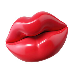 Red lips isolated on transparent background