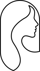 Silhouette women face icon. Beautiful girl face in shadow. Monochrome of female logo design template.