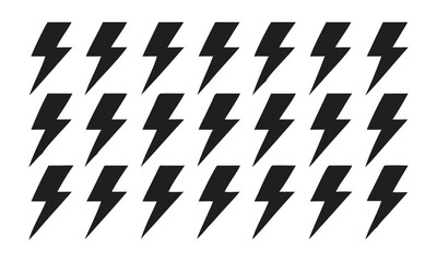 Naklejka premium Repeating Black Lightning Bolt Shapes on White Background electricity energy
