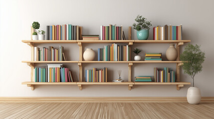 Clean bookshelf setup for modern interiors high resolution photo