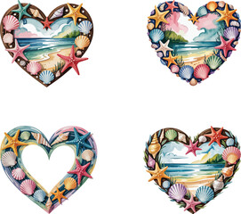 Colorful set of hearts illustration