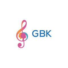 Fototapeta premium GBK “Creative music academy logo with silhouette heads and notes” GBK Later Logo, “Modern music therapy logo with faces and note symbol” 