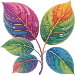 Colorful vector set of decorative leaves illustration