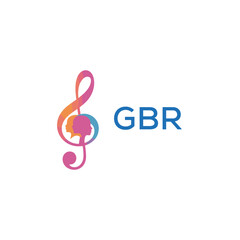 Obraz premium GBR “Creative music academy logo with silhouette heads and notes” GBR Later Logo, “Modern music therapy logo with faces and note symbol” 