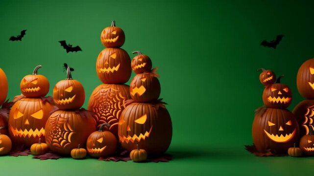 Halloween pumpkins stacked display
